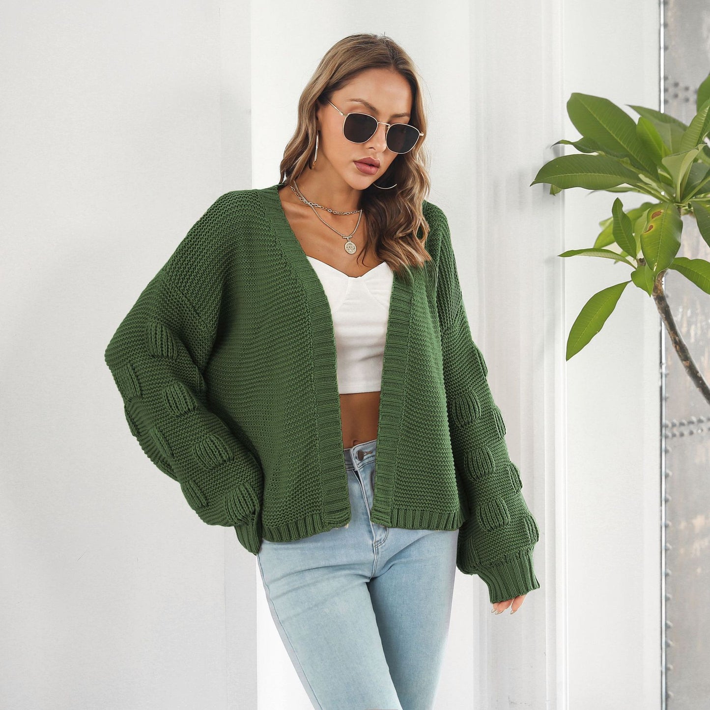 Puff Sleeve Cardigan Sweater Coat