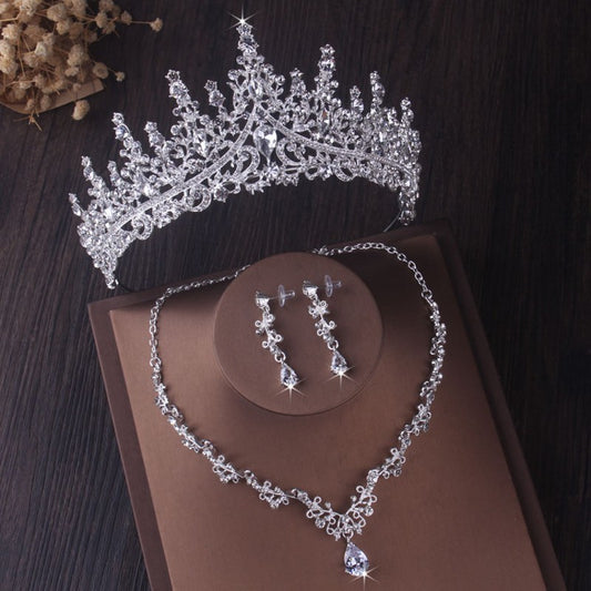 Crystal Drop Bridal Sliver Jewelry Set