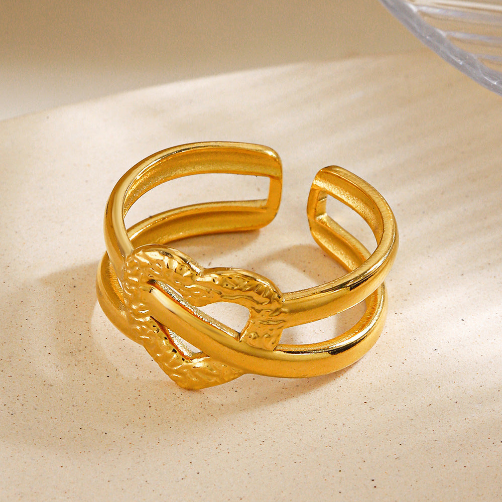 Fashion 18K Gold-plated Heart-shaped Ring