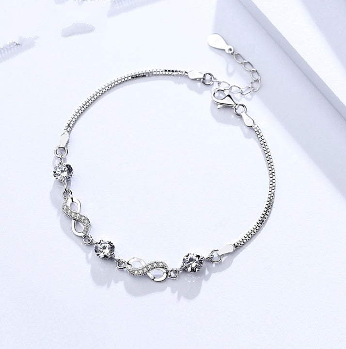 S925 Sterling Silver Bracelet Jewelry Diamond female jewelry silver