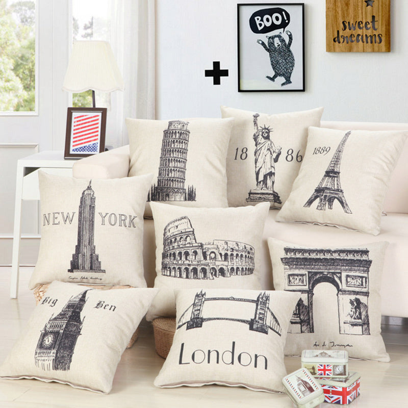 Print Pillow Cases Decorative Pillows Cotton Home Decoration Square Throw Pillows Cover 