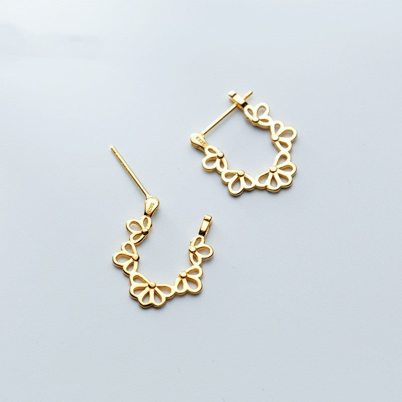 S925 Silver Earrings Clip Flower