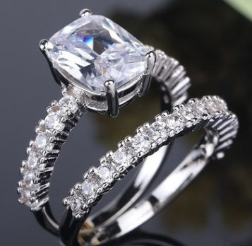 Double Stackable Set Rings Women Wedding Engagement 