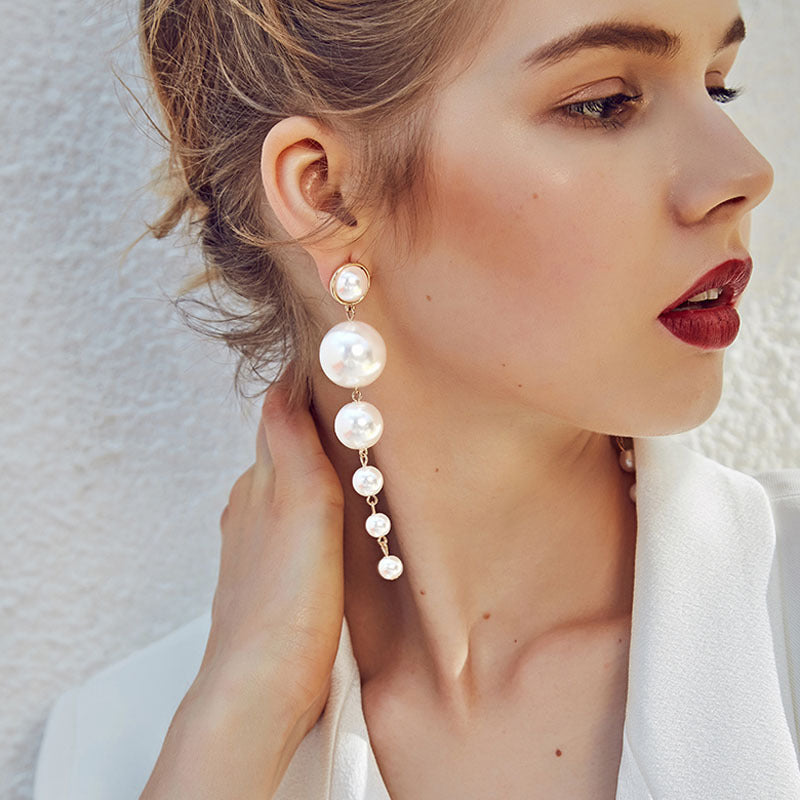 Exaggerated Big Earrings, Pearl  Earrings