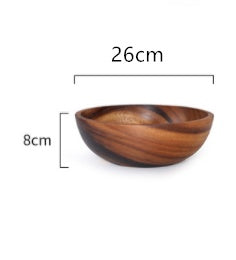 Kitchen Natural Wooden Bowl Household Fruit Bowl Salad Bowl Food Container Wooden