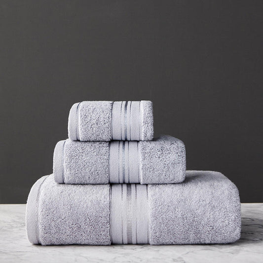 Pure Color Thick Cotton Bath Towel Set Towel Set