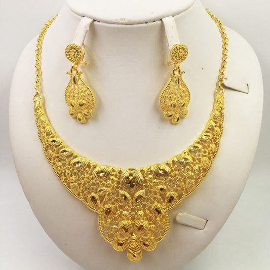 Gold Jewellery African Wedding Style Necklace Earrings