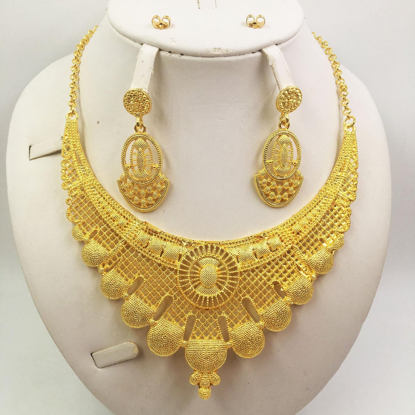 Gold Jewellery African Wedding Style Necklace Earrings