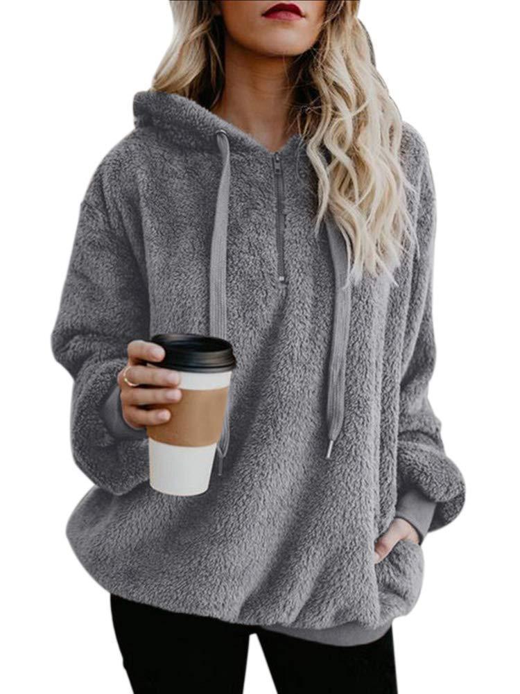 Long-sleeved hooded solid-color sweater