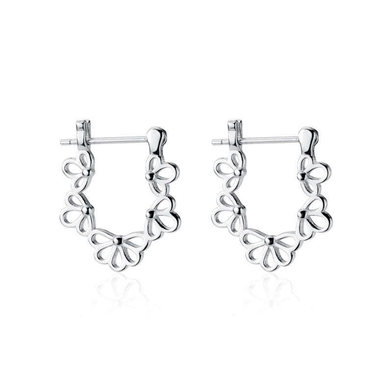 S925 Silver Earrings Clip Flower