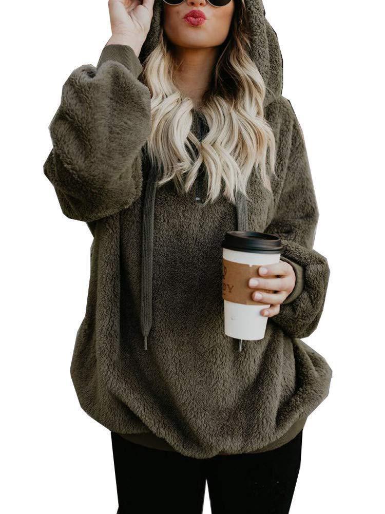 Long-sleeved hooded solid-color sweater