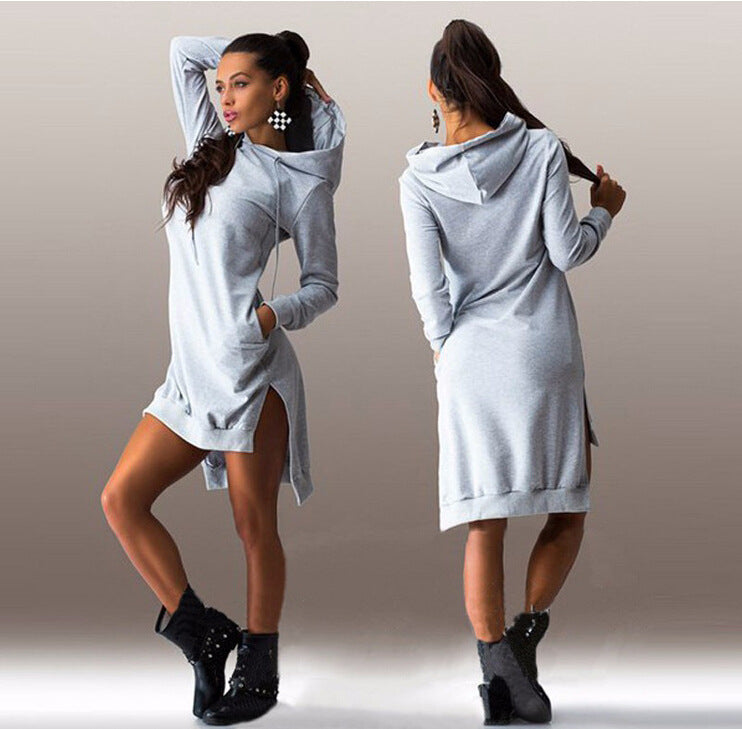 Hooded Long Sleeve Dress Sweatshirt