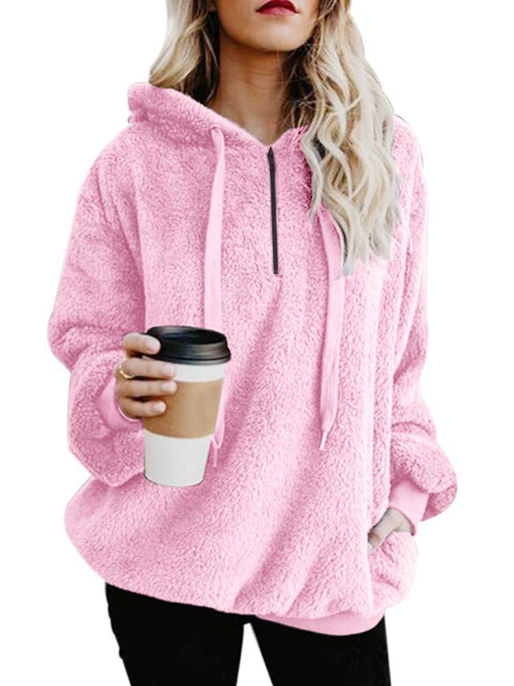 Long-sleeved hooded solid-color sweater