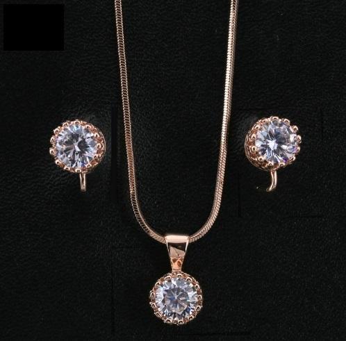 Fashion Jewelry sets Customized  Diamond Heart Necklace Earring 