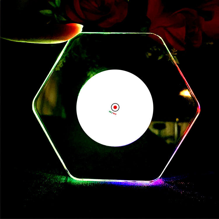 LED Glow Coaster Acrylic Crystal Emitting Luminous Bar Cocktail Mug Stand Light Coasters Flashing Base Tableware