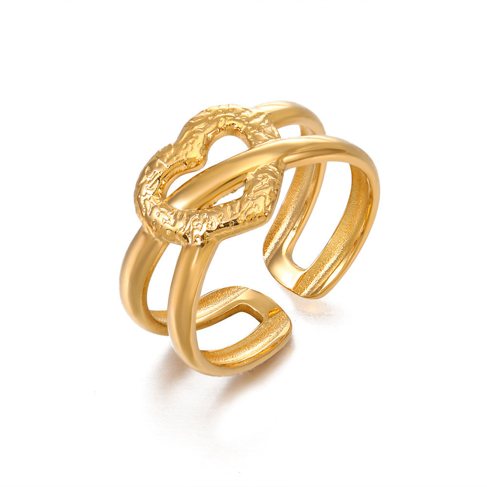 Fashion 18K Gold-plated Heart-shaped Ring