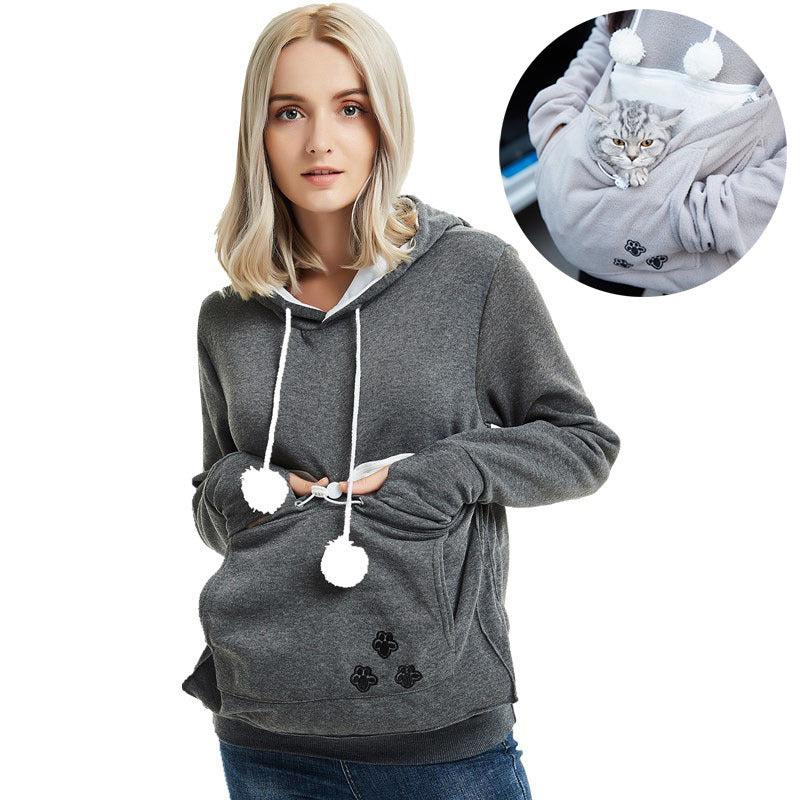 Cute Hoodies Pullover Sweatshirts With Pet Pocket 