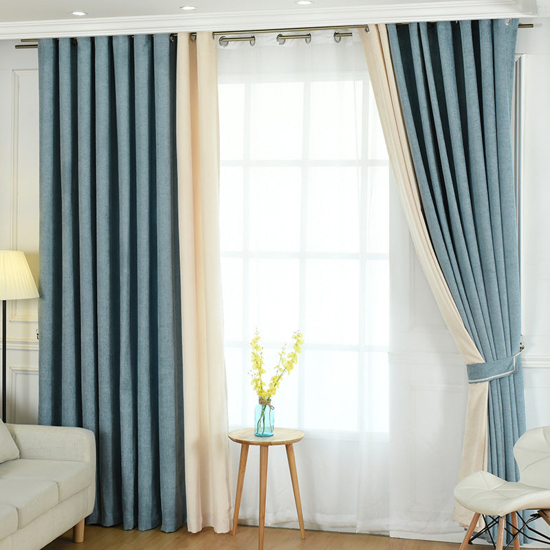 simple solid chenille curtain high shading living room bedroom curtains - Totta Fashion 