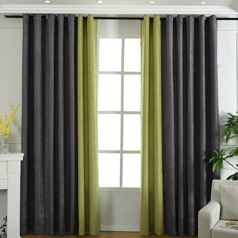 simple solid chenille curtain high shading living room bedroom curtains - Totta Fashion 