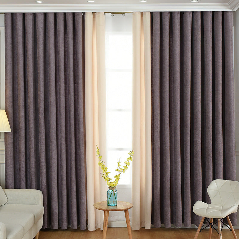 simple solid chenille curtain high shading living room bedroom curtains - Totta Fashion 