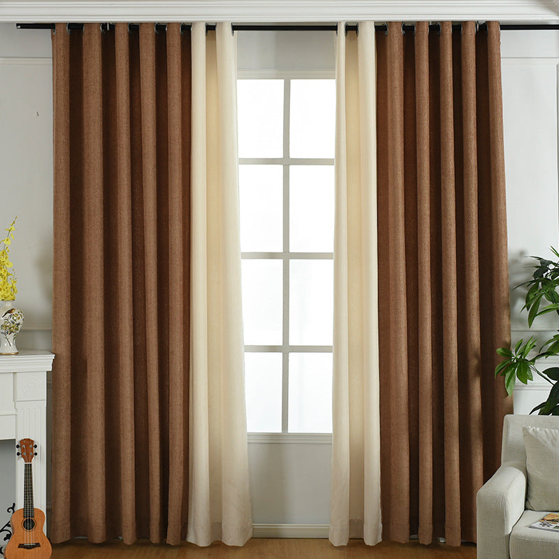 simple solid chenille curtain high shading living room bedroom curtains - Totta Fashion 