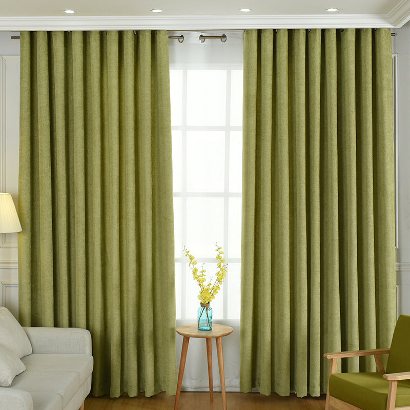 simple solid chenille curtain high shading living room bedroom curtains - Totta Fashion 