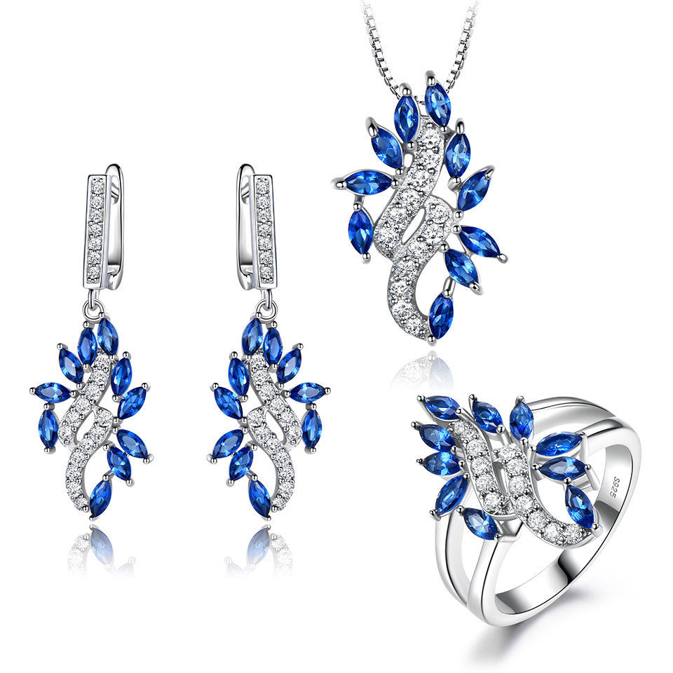 Diamond Pendant Earrings Ring 3 Piece Set