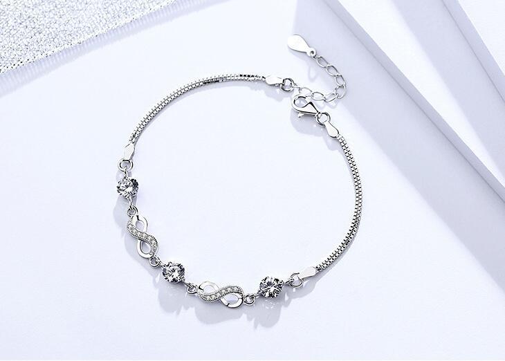 S925 Sterling Silver Bracelet Jewelry Diamond female jewelry silver