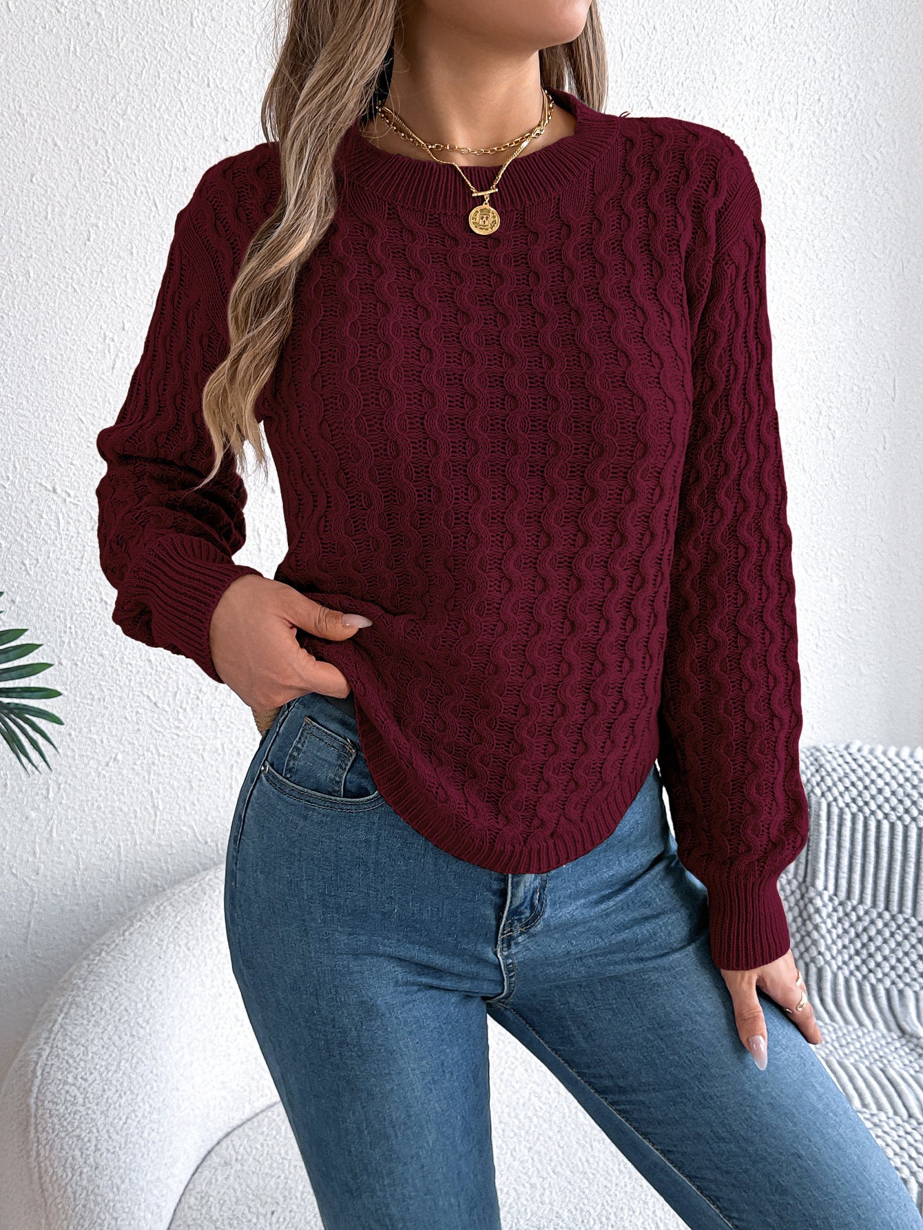 Sleeve Irregular Pullover Women's Sweater