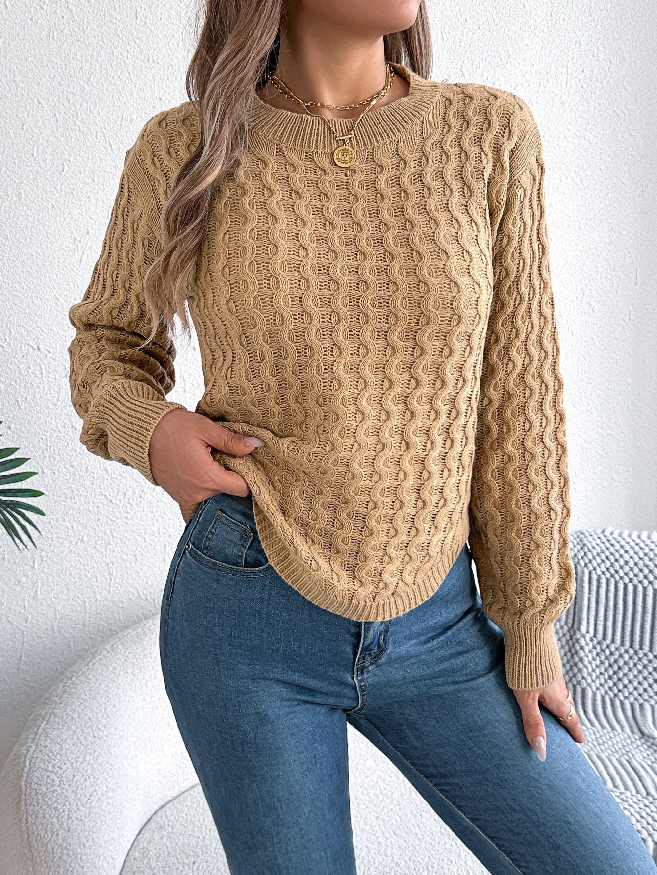 Sleeve Irregular Pullover Women's Sweater