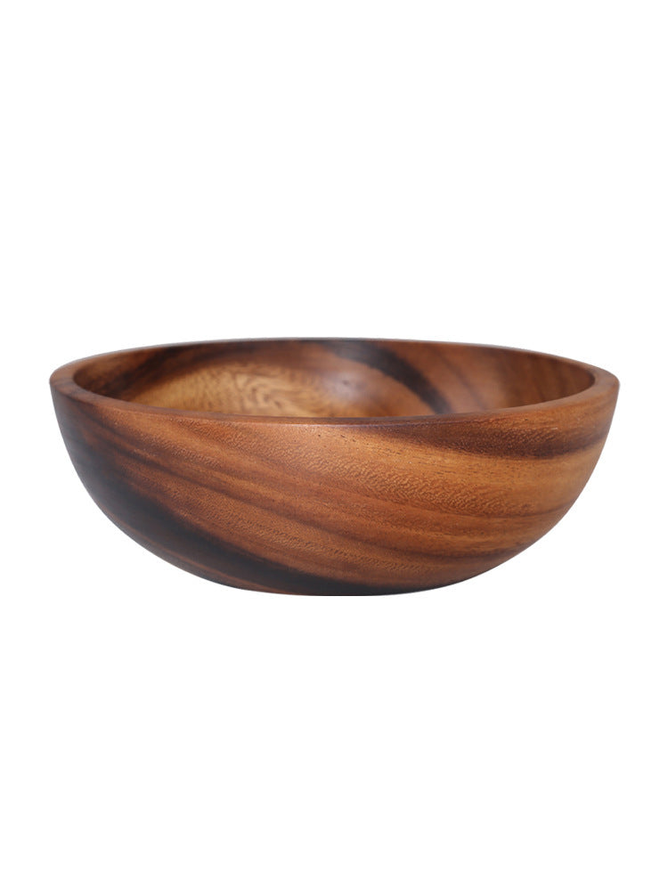 Kitchen Natural Wooden Bowl Household Fruit Bowl Salad Bowl Food Container Wooden