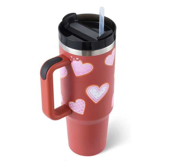 Stainless Steel Spill Proof Vacuum Coffee Cup Tumbler With Lid Tapered Mug Gifts For Valentine's Lover Suitable For Car Gym Office Travel