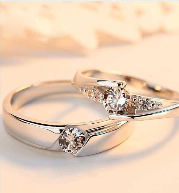 Couple  Diamond Rings 925 Silver Marriage Diamond Rings