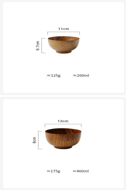 Wooden Bowl Rice Soup Bowl Salad Bowl Food Container Large Small Bowl for Kids Tableware Wooden Utensils