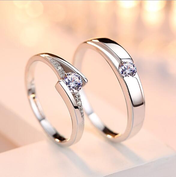 Couple  Diamond Rings 925 Silver Marriage Diamond Rings