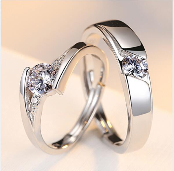 Couple  Diamond Rings 925 Silver Marriage Diamond Rings