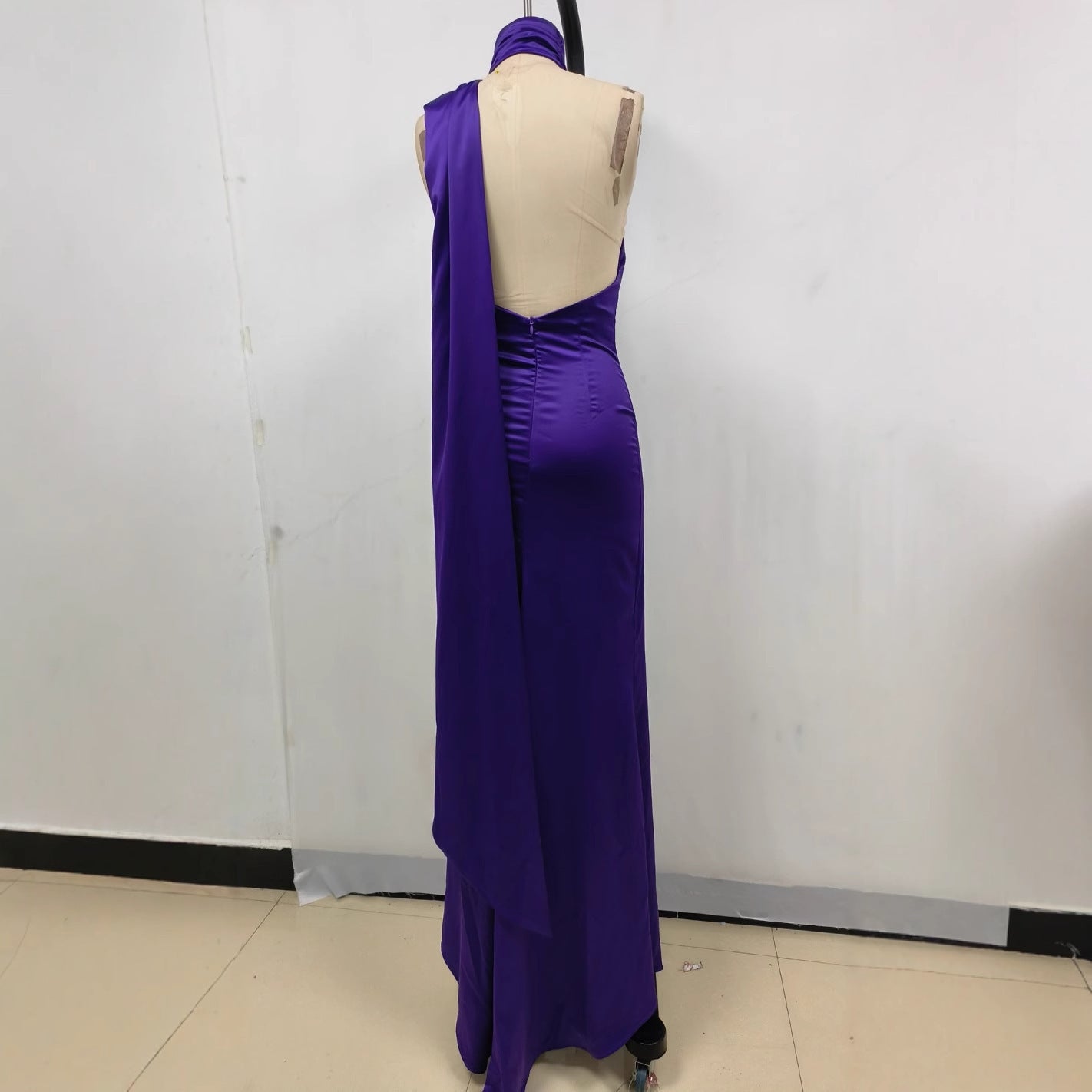 Pure Color Holder Evening Dress