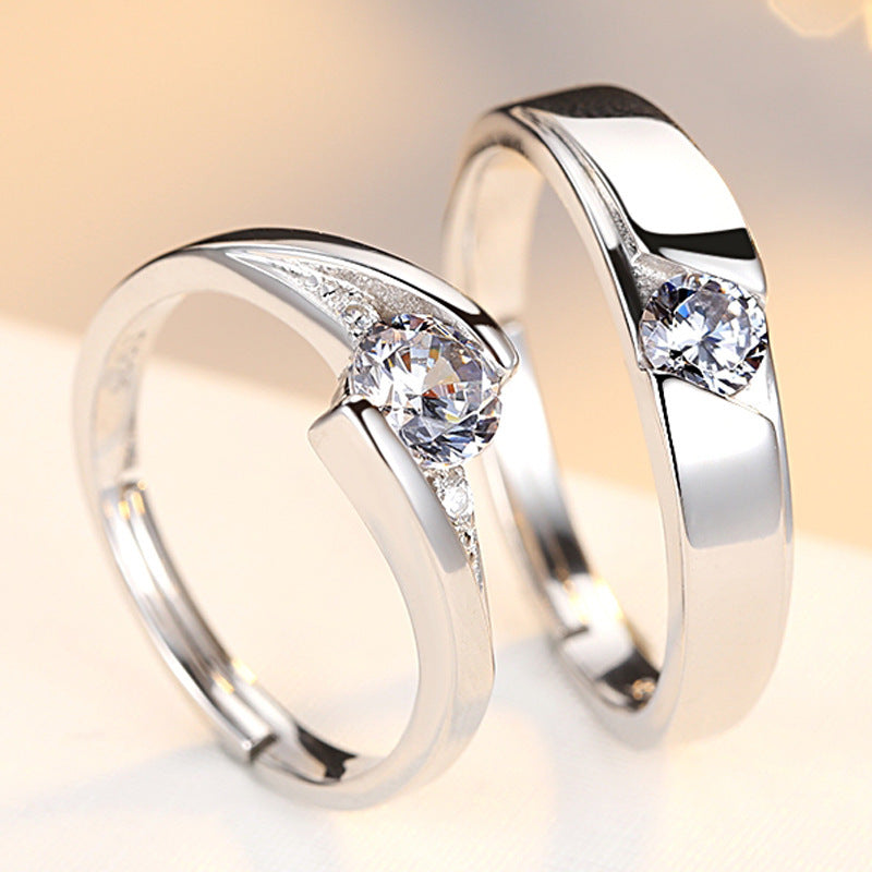 Couple  Diamond Rings 925 Silver Marriage Diamond Rings