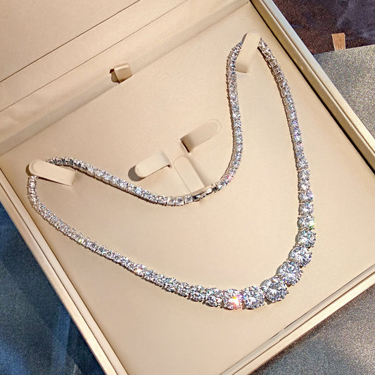 925 Sterling Silver Full Diamond Necklace