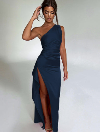 Sexy One-shoulder Backless Slit Dress Summer Elegant dress - Totta Fashion 