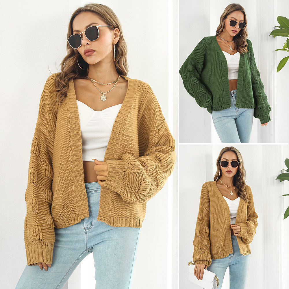 Puff Sleeve Cardigan Sweater Coat