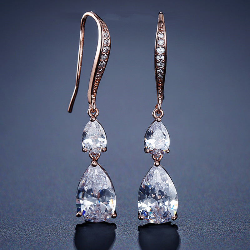 Water Drop Zircon  Earrings