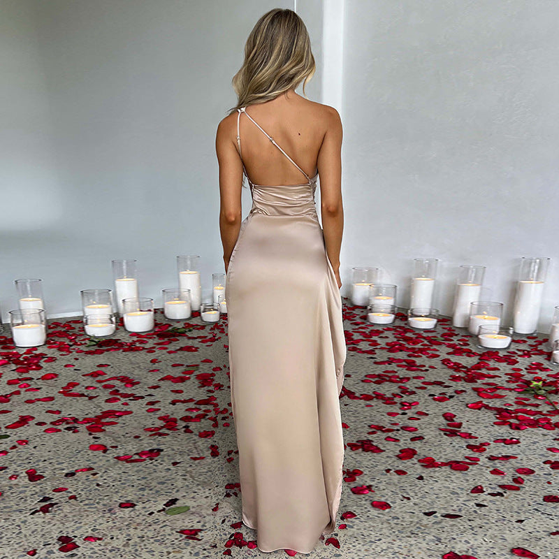 Sexy One-shoulder Backless Slit Dress Summer Elegant dress - Totta Fashion 