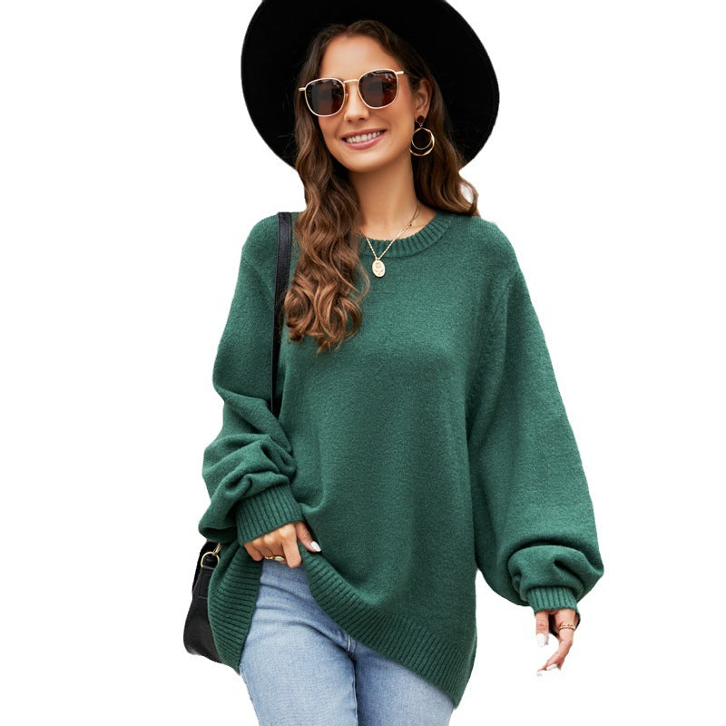 Loose Design Base Ride Round Neck Sweater