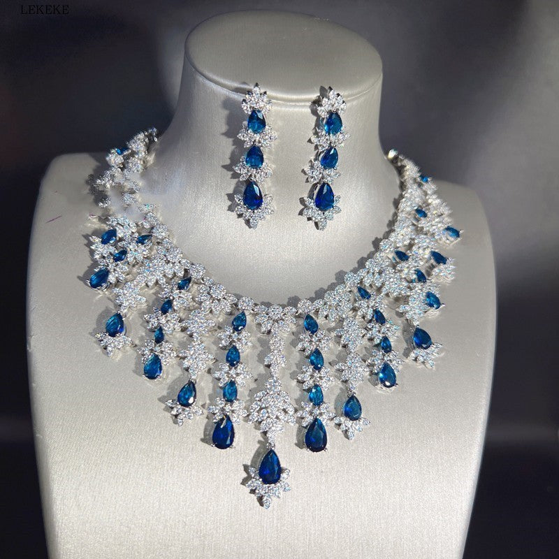 Zircon Necklace Earring Bracelet Four-piece Set