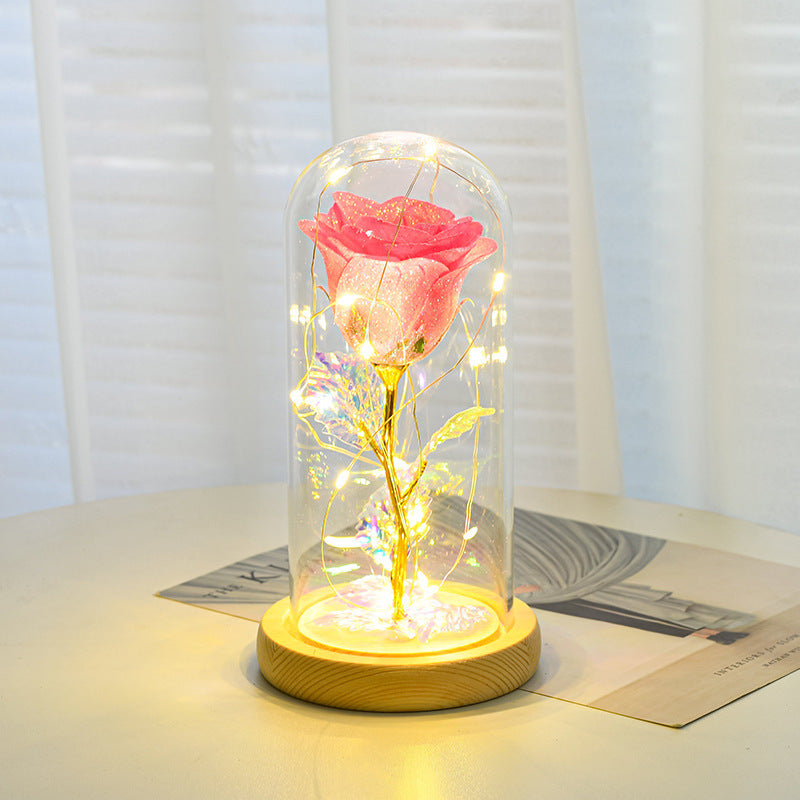 Valentine's Day Gift  For Girlfriend Eternal Rose Flowers LED Light In Glass Cover