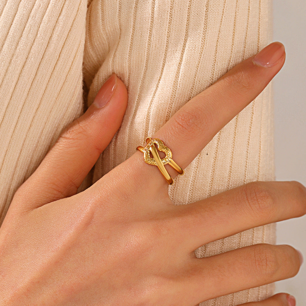 Fashion 18K Gold-plated Heart-shaped Ring