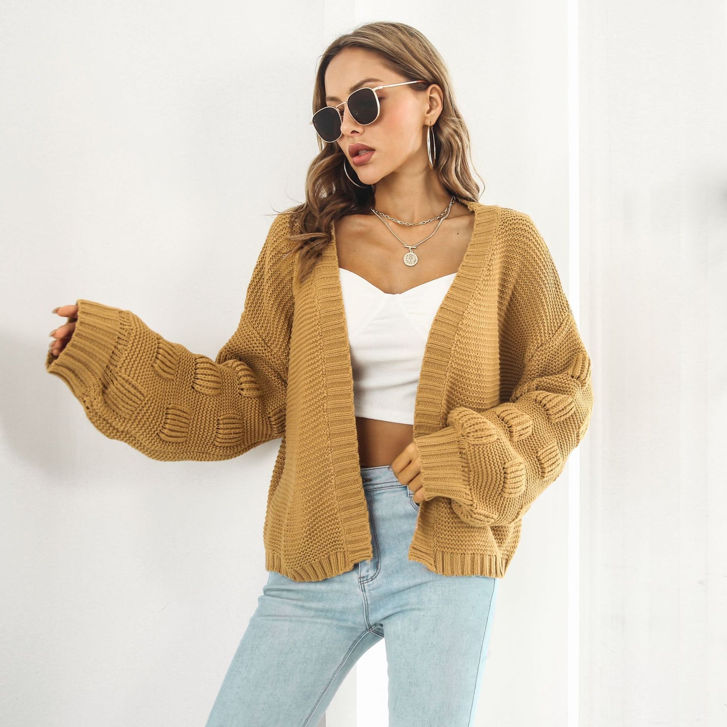 Puff Sleeve Cardigan Sweater Coat