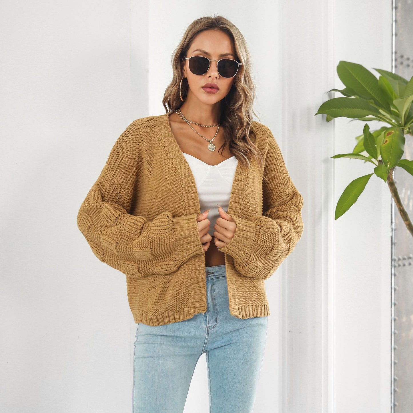 Puff Sleeve Cardigan Sweater Coat